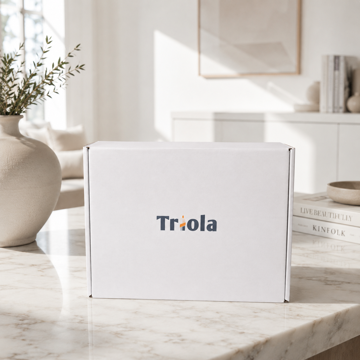Triola™ Signature Candle Trio Gift Box – Set of 3 Random Decorative Ribbed Pillar Candle Set – Assorted Fragrances